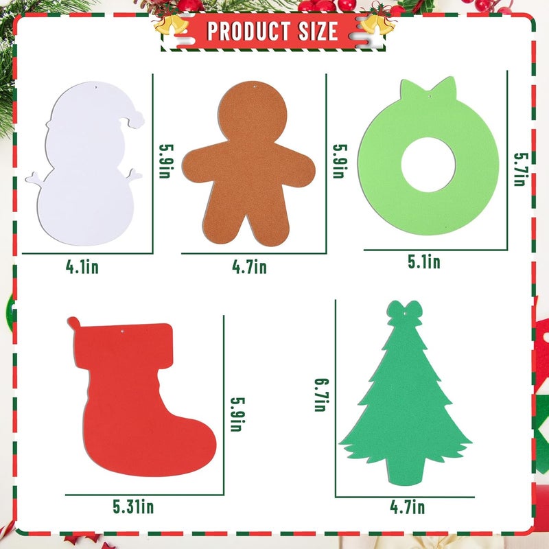 Garma 264pcs Christmas Crafts for Kids - DIY Christmas Tree Ornaments Foam Sticker Kits, Xmas Tree Shapes Snowman Wreath Socks Decorations for Kids Crafts Party Favors Supplies & Classroom Activities - Image 3